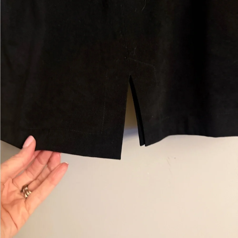 BCBG Max Azria Black Faux Suede Mini Skirt Front Slit Size 10 Made in USA